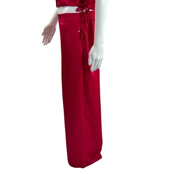 House of Harlow Satin SET Sm Top Lg pants High Elastic Waist Pink Barbiecore NWT - Picture 7 of 16
